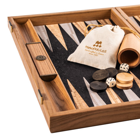 NATURAL CORK Backgammon (with oak wood checkers)