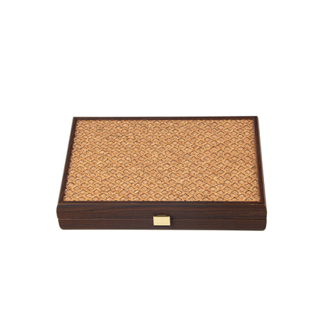 NATURAL CORK WITH CUBE DESIGN Backgammon (with olive wood checkers) Small size