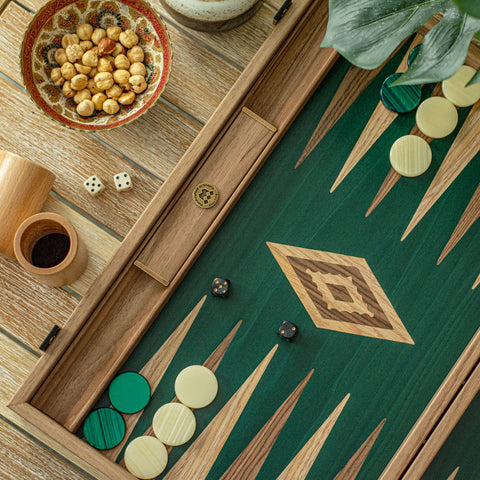 WALNUT with GREEN OAK Backgammon