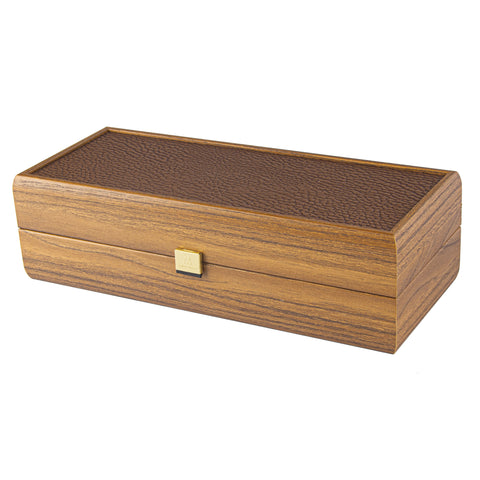 WALNUT WINE BOX with Leatherette top