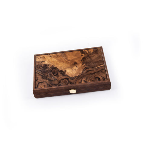 NATURAL BURL with PEARL ELEMENTS Backgammon (Small size)