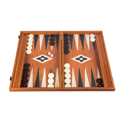 MAHOGANY REPLICA Backgammon with Side Racks
