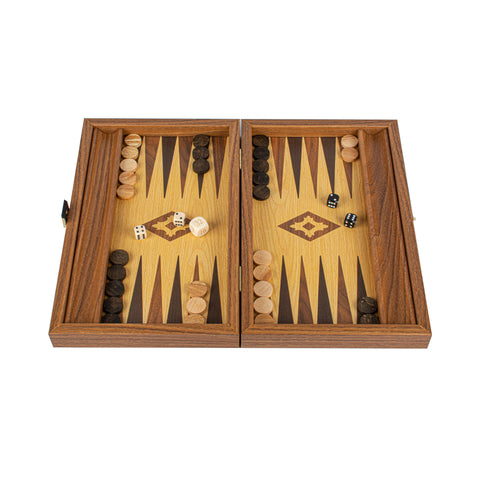 OAK-WALNUT REPLICA WOOD Backgammon with Side Racks