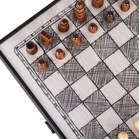 FREEHAND DRAWING SKETCH - 4 in 1 Combo Game - Chess/Backgammon/Ludo/Snakes