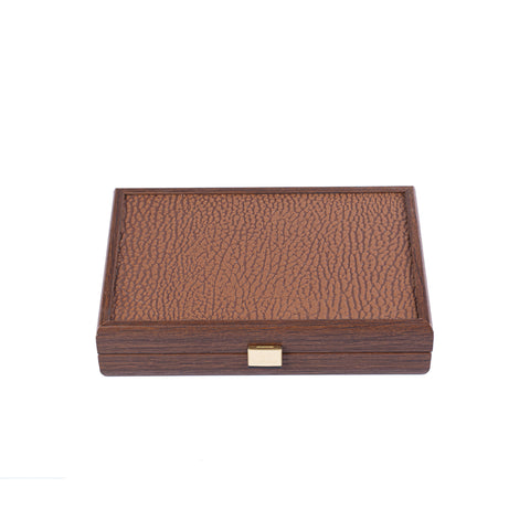 PLASTIC COATED PLAYING CARDS in Caramel colour Leatherette wooden case