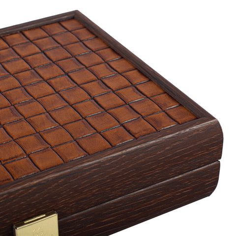 PLASTIC COATED PLAYING CARDS in Brown Leather Knitted wooden case