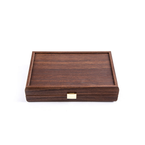 PLASTIC COATED PLAYING CARDS in Dark Brown wooden case