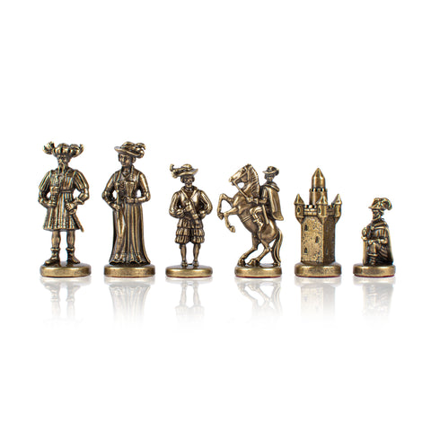 MEDIEVAL KNIGHTS Chessmen (Large) - Gold/Brown
