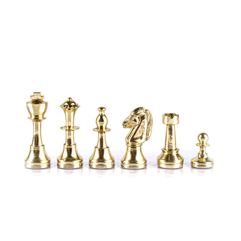 CLASSIC METAL STAUNTON Chessmen  (Medium) - Gold/Silver
