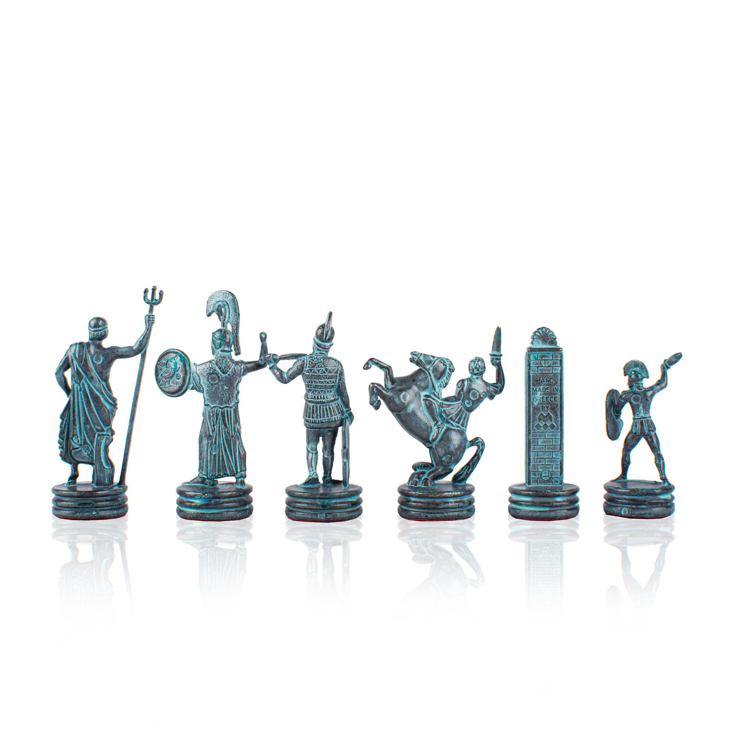 Handcrafted Greek Mythology Chess Set – Blue & Brown Bronze