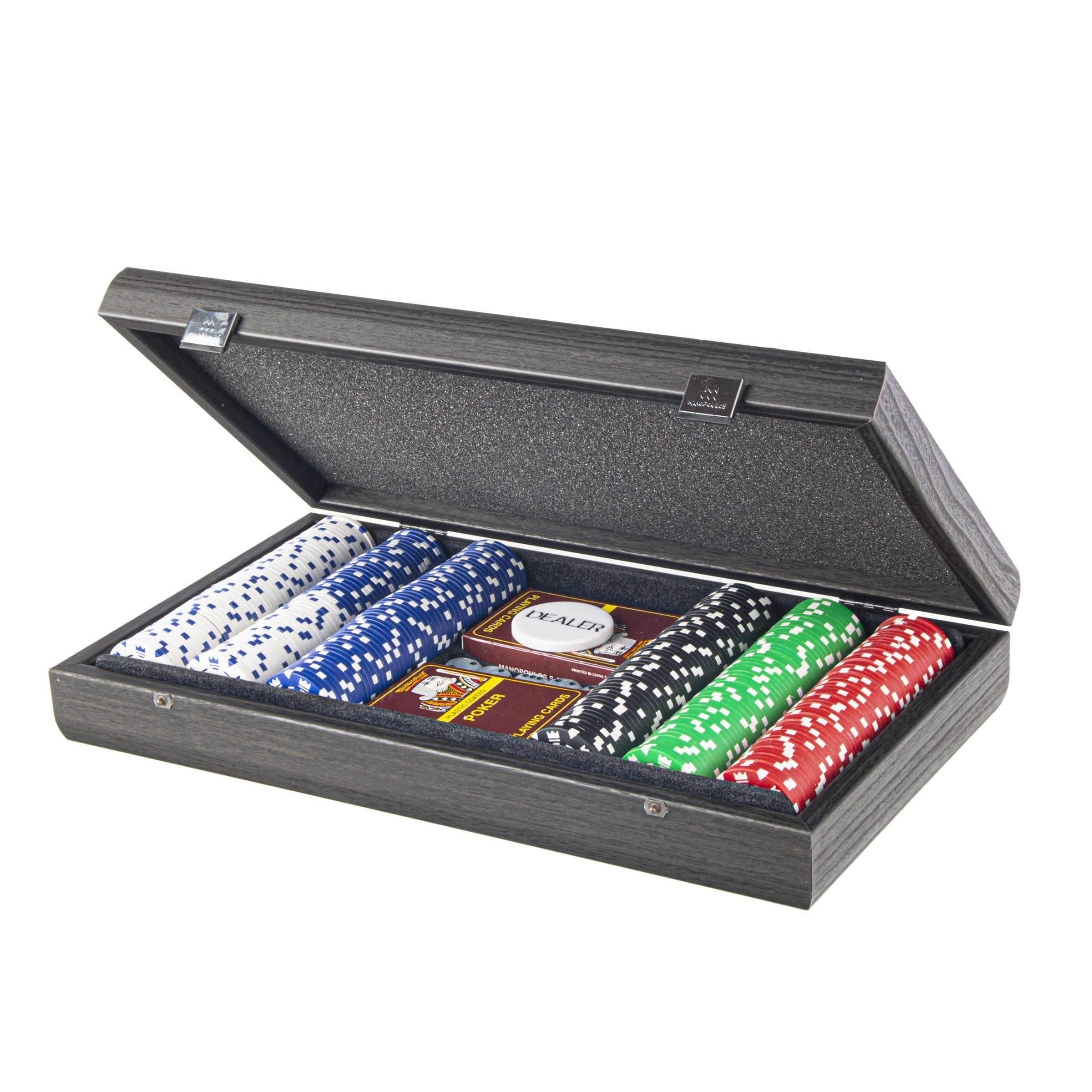 Luxury Poker Set in Black Wooden Replica Case - Handcrafted Game