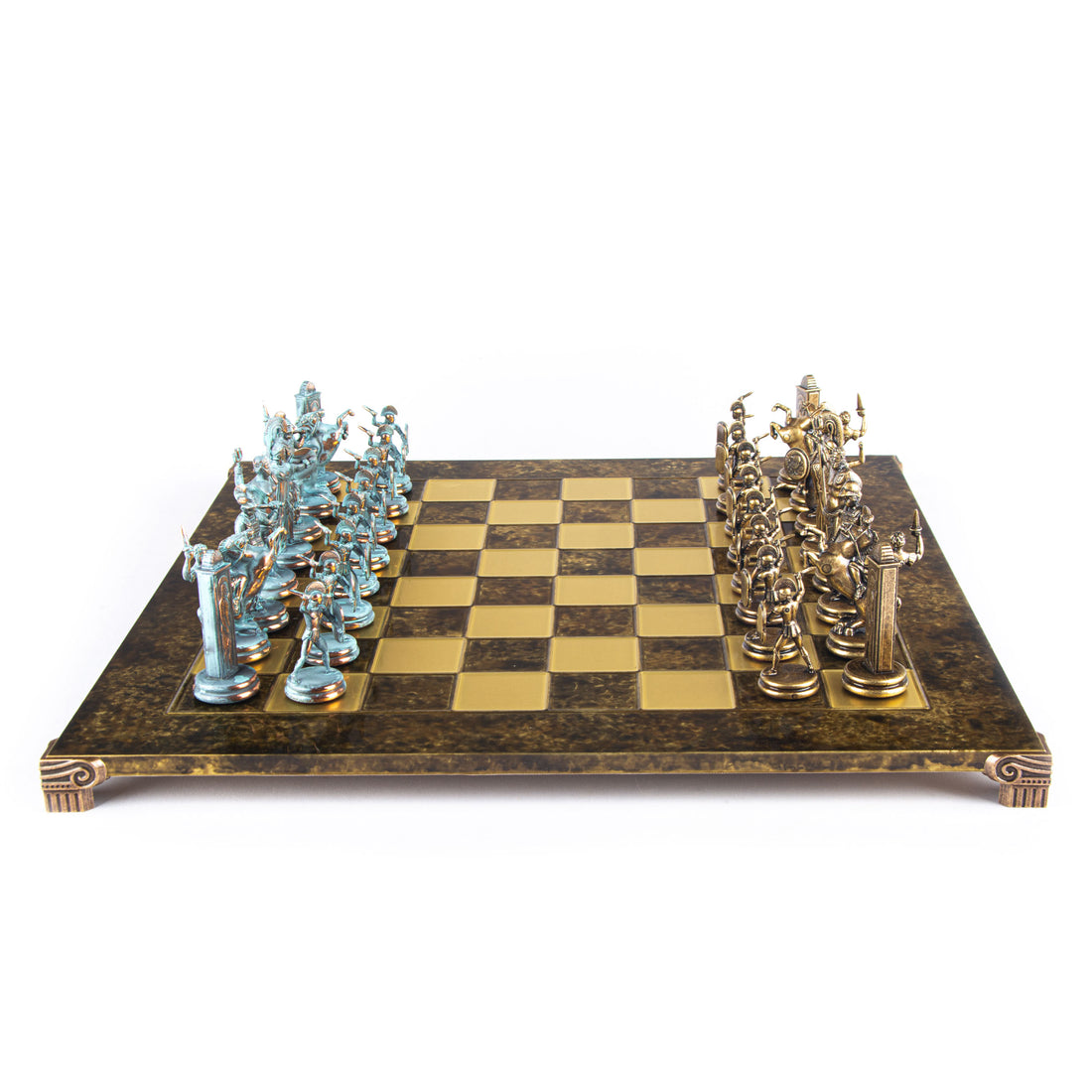 Luxury Handcrafted Greek Mythology Chess Set – Blue & Bronze (Extra Large) by MANOPOULOS Chess & Backgammon, featuring artisan-made pieces with traditional Greek craftsmanship and timeless design.