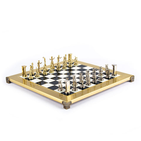 MINOAN WARRIOR CHESS SET with gold/silver chessmen and bronze chessboard 36 x 36cm (Medium)