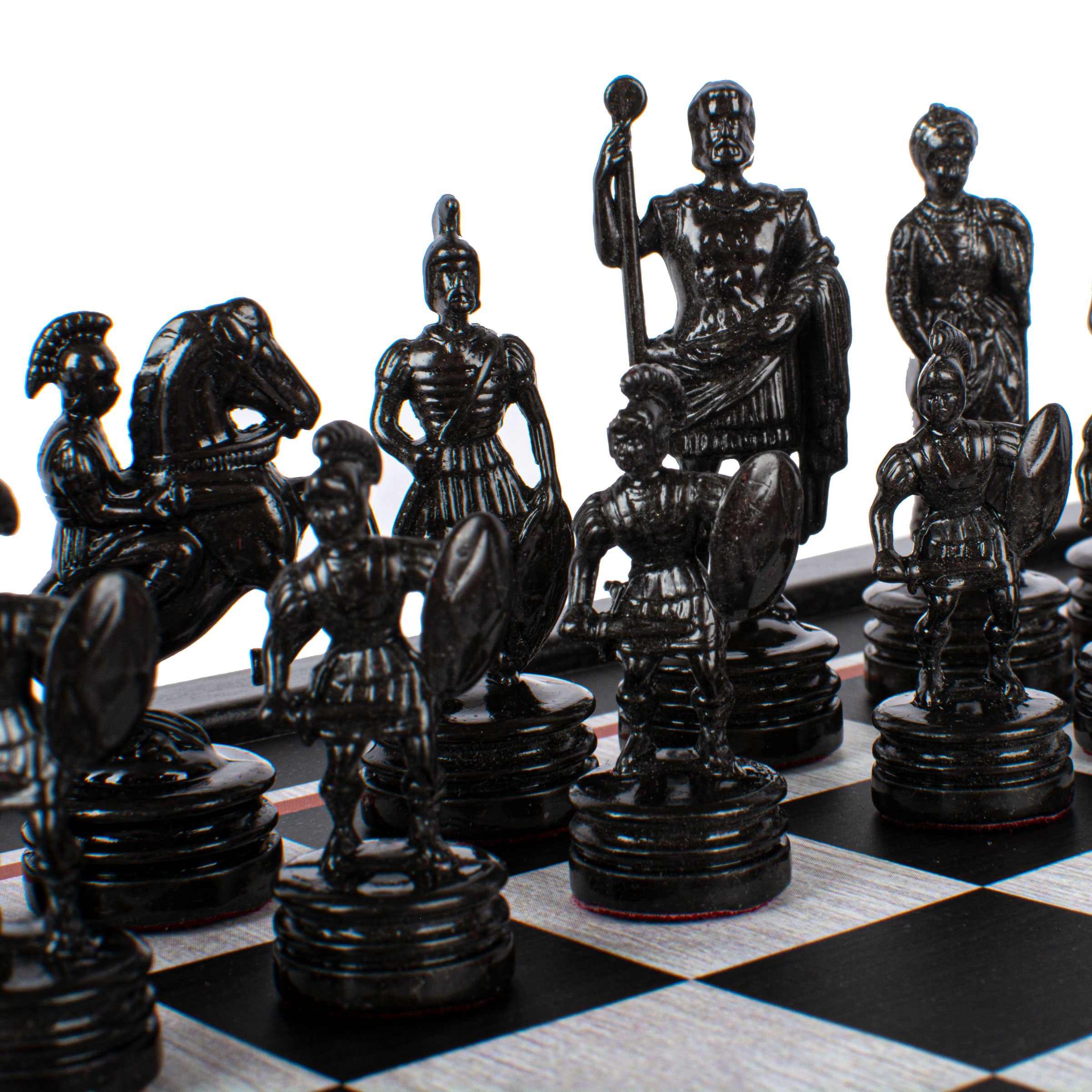 Handcrafted Greek Roman Chess Set - Black & Copper (Small