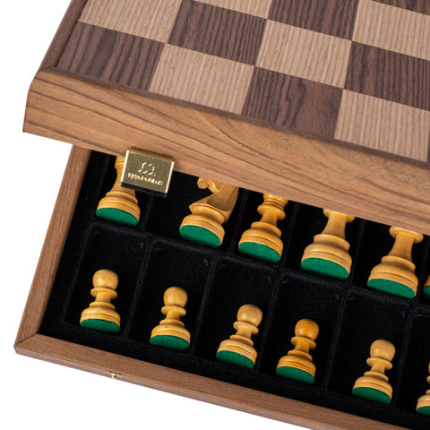 WALNUT Chess set 43x43cm (Medium) with Staunton Chessmen 8.5cm King