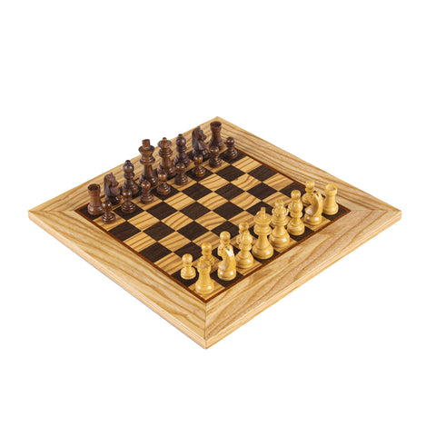 OLIVE BURL Chess set 40x40cm (Medium) with Staunton Chessmen 7,7cm King