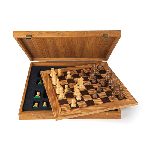 OLIVE BURL Chess set 50x50cm (Large) with Staunton Chessmen 8.5cm King
