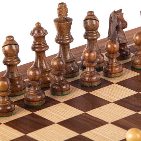 WALNUT Chess set 40x40cm (Medium) with Staunton Chessmen 7,7cm King