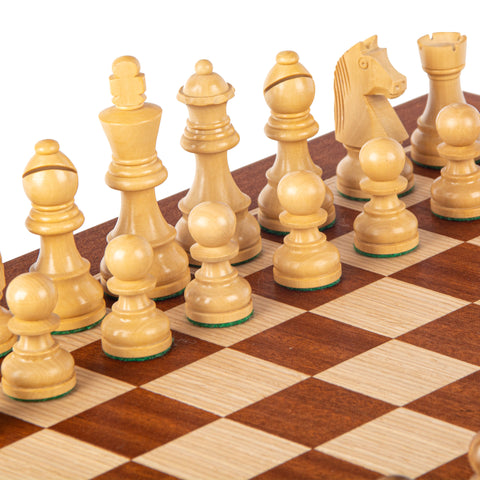 MAHOGANY Chess set 40x40cm (Medium) with Staunton Chessmen 7,7cm King