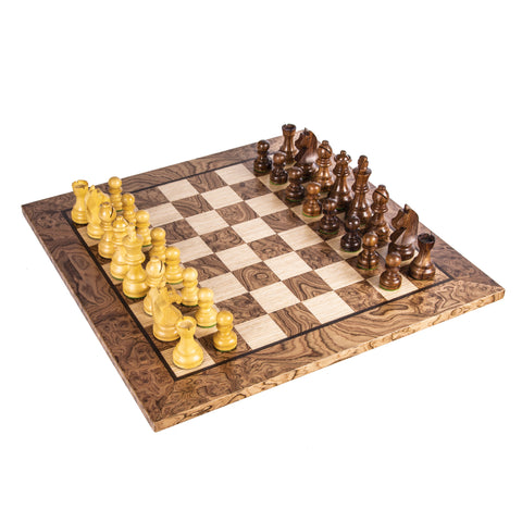 WALNUT BURL Chess set 50x50cm (Large) with Staunton Chessmen 8.5cm King