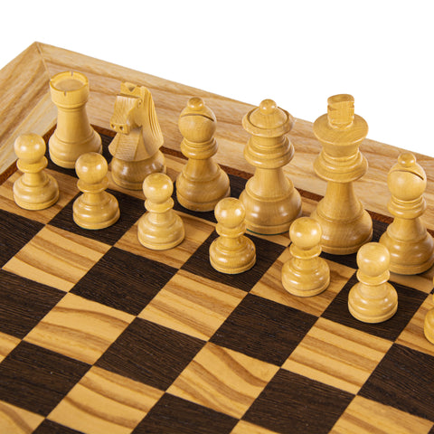 OLIVE BURL Chess set 50x50cm (Large) with Staunton Chessmen 8.5cm King