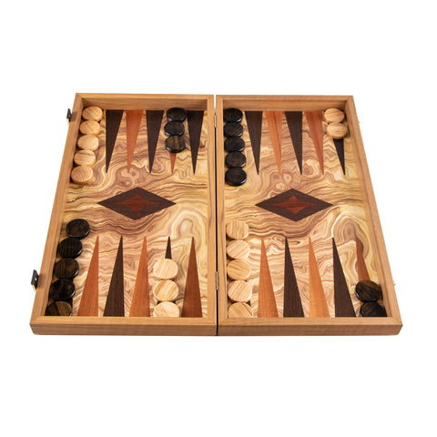OLIVE BURL (olive wood checkers) Backgammon