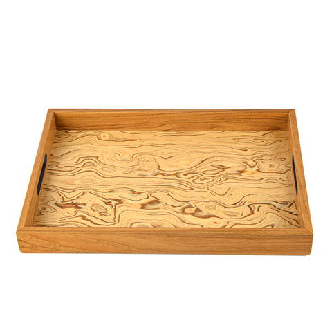 WOODEN TRAY with Italian Olive burl inside