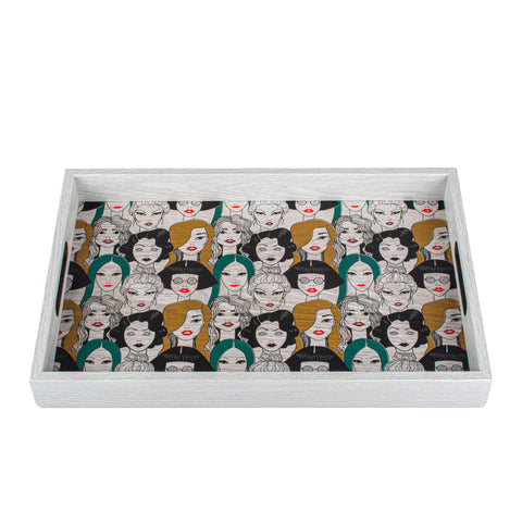 WOODEN TRAY with printed design - GIRLS POP ART