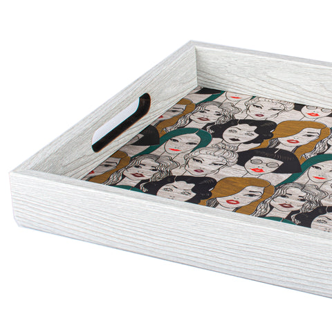 WOODEN TRAY with printed design - GIRLS POP ART