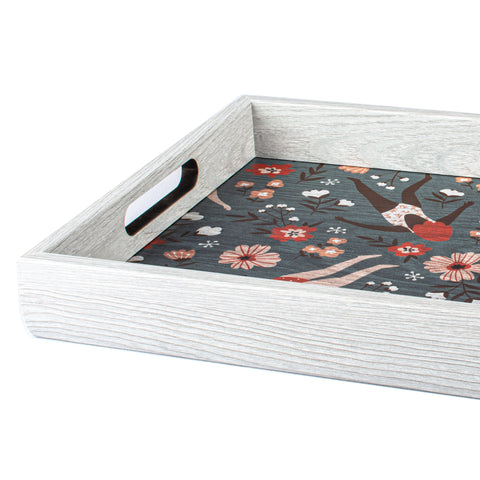 WOODEN TRAY with printed design - FEMALE SWIMMERS