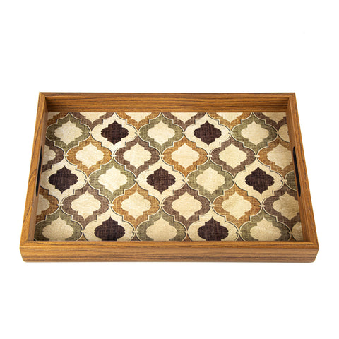 WOODEN TRAY with printed design - MOROCCAN STYLE