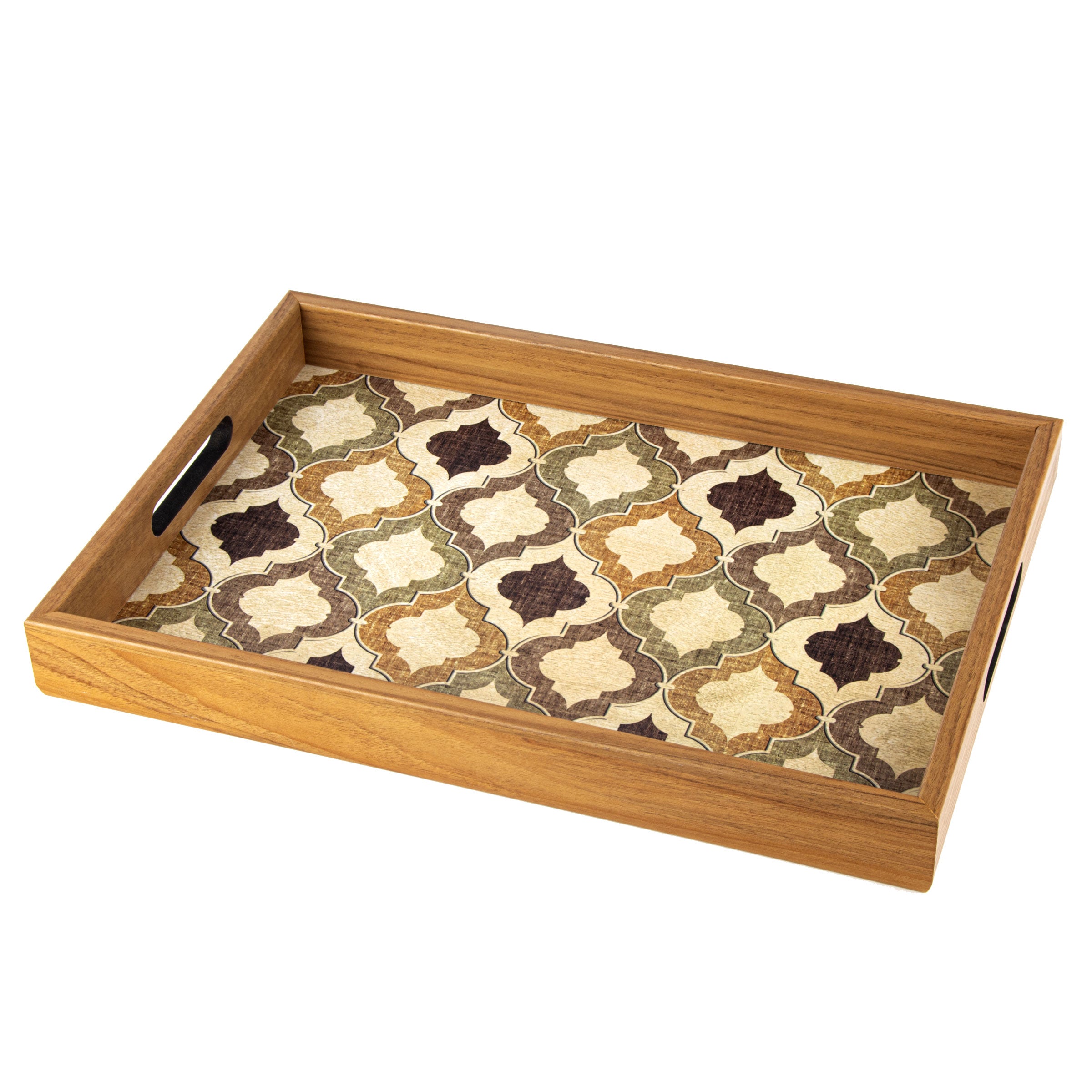Luxury Moroccan Style Wooden Tray - Handcrafted Decorative
