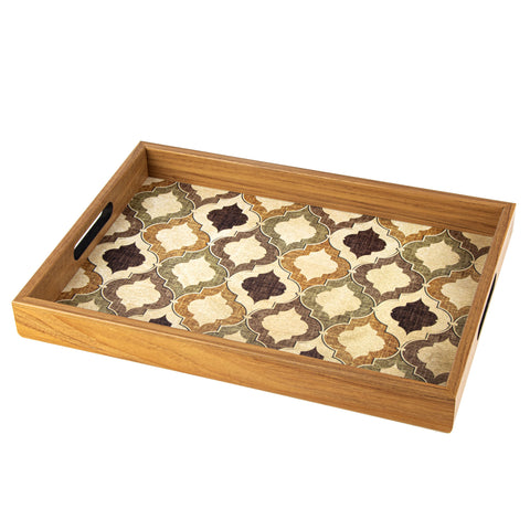 WOODEN TRAY with printed design - MOROCCAN STYLE