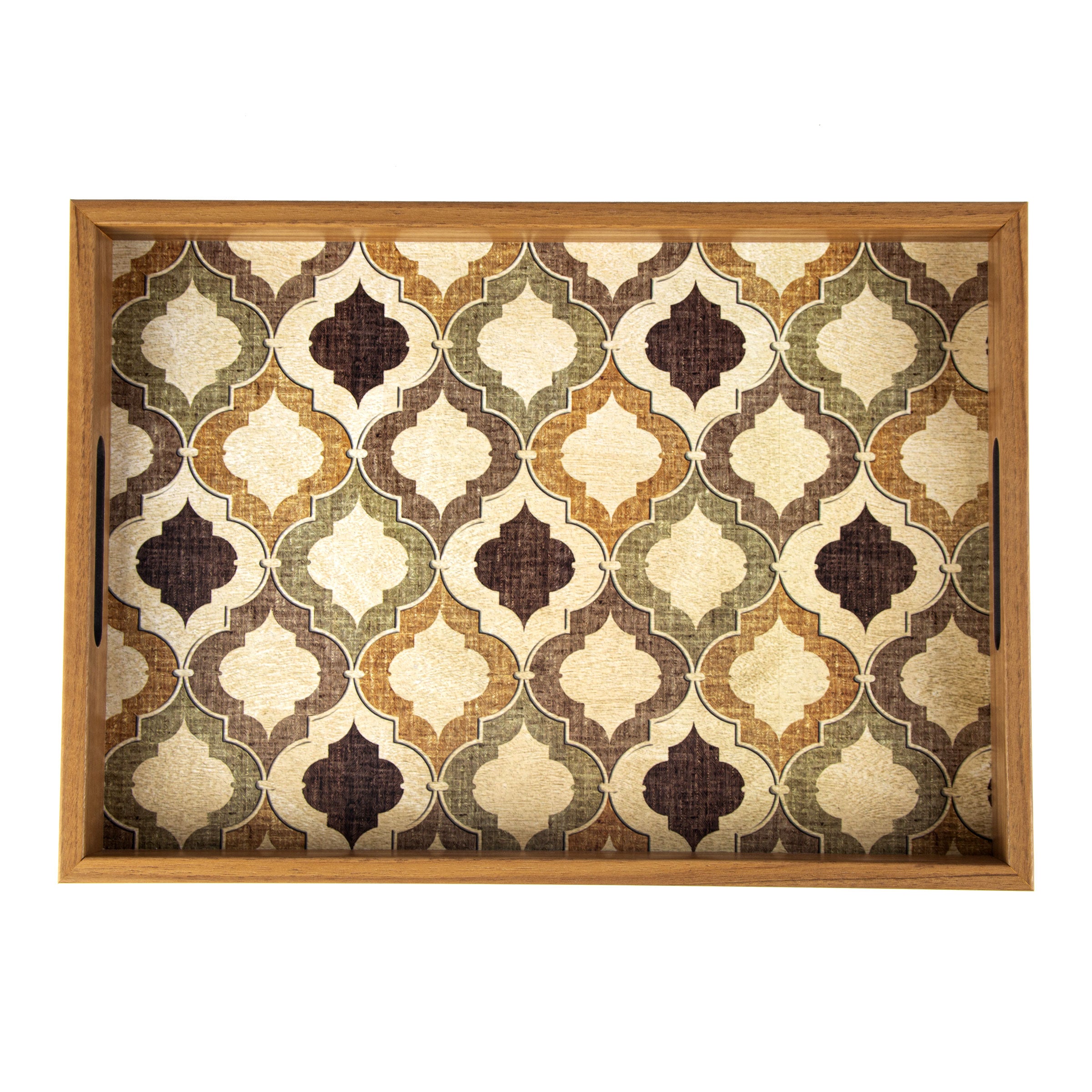 Luxury Moroccan Style Wooden Tray - Handcrafted Decorative