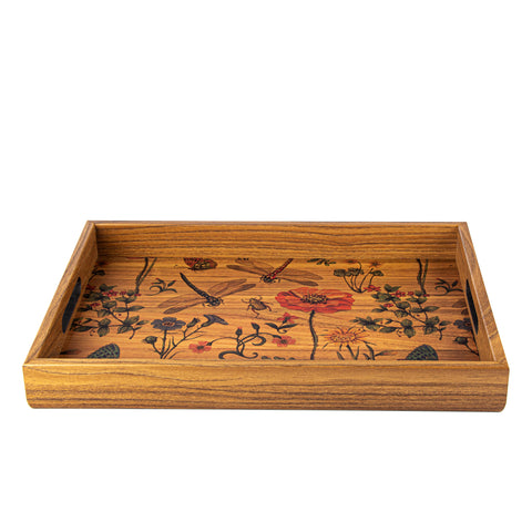 WOODEN TRAY with printed design - SPRING NATURE