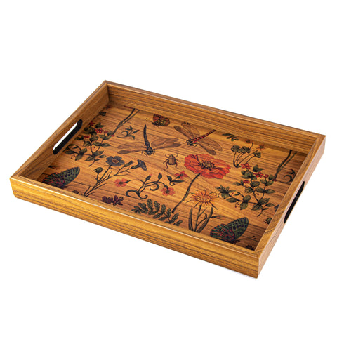 WOODEN TRAY with printed design - SPRING NATURE