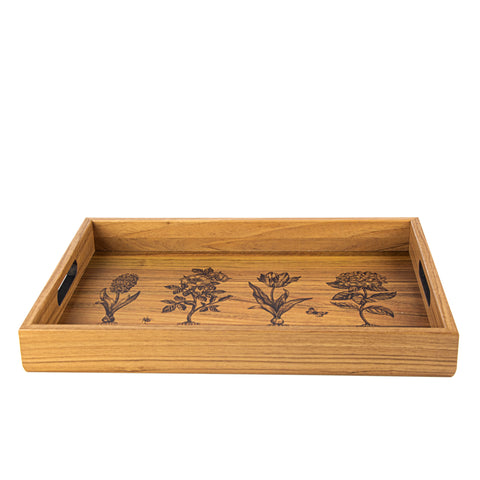 WOODEN TRAY with printed design - GARDENING