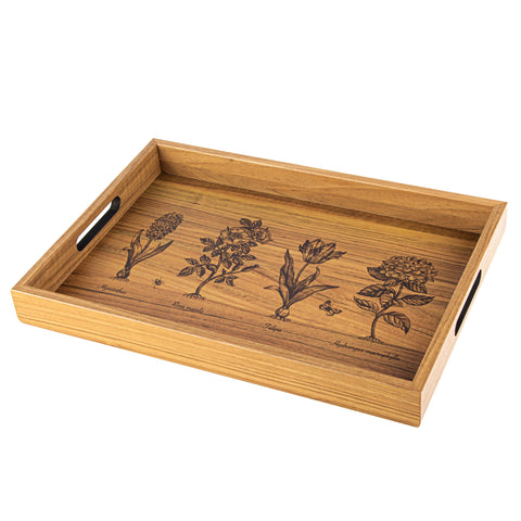 WOODEN TRAY with printed design - GARDENING