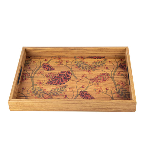 WOODEN TRAY with printed design - PURPLE BLOSSOM