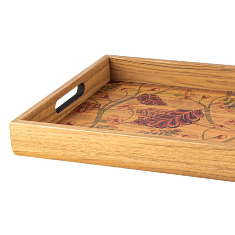 WOODEN TRAY with printed design - PURPLE BLOSSOM