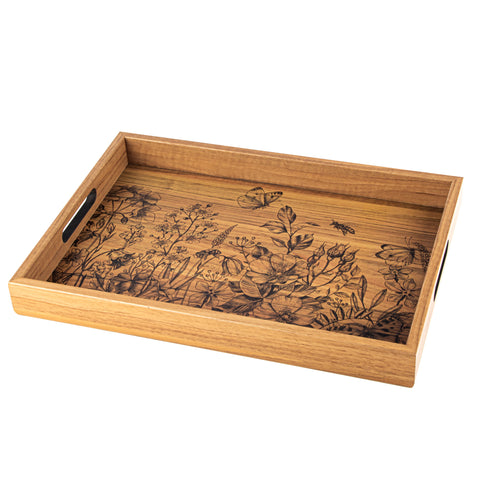WOODEN TRAY with printed design - BUTTERFLIES