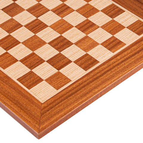 MAHOGANY WOOD & OAK INLAID handcrafted chessboard 34x34cm (Small)