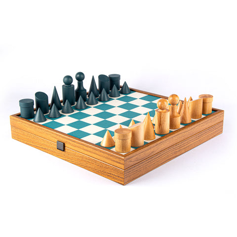 BAUHAUS STYLE Turquoise Chess set 40x40cm (Medium) with chessmen 8.5cm King