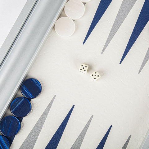 NAVY BLUE LEATHERETTE Backgammon