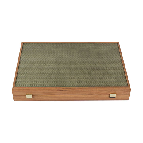 KNITTED LEATHER IN OLIVE GREEN COLOUR Backgammon