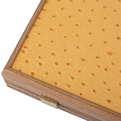 OSTRICH TOTE LEATHER IN DARK BEIGE COLOUR Backgammon