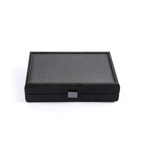 DOMINO SET in Dark Grey colour Leatherette wooden case