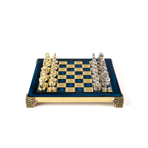 The Messina Gold and Silver Italian Leather Luxury Chess Set 