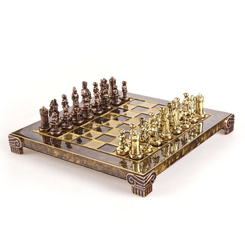 Handmade Unique Chess Set Wooden and Brass Chess Board 