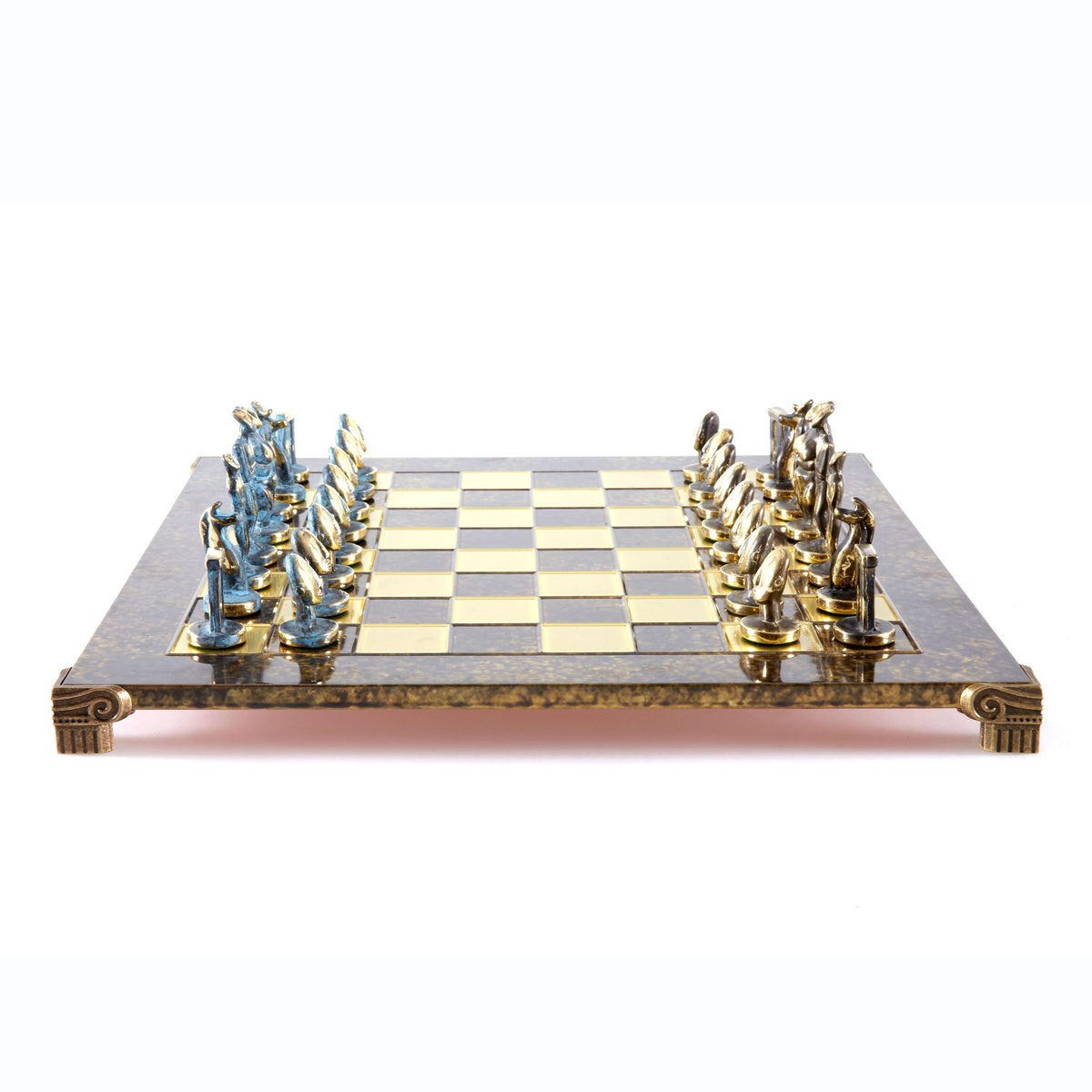 Handcrafted Cycladic Brass Chess Set - Large Blue & Brown – MANOPOULOS ...